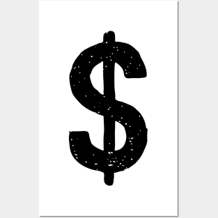 Dollar Sign Doodle Black Posters and Art